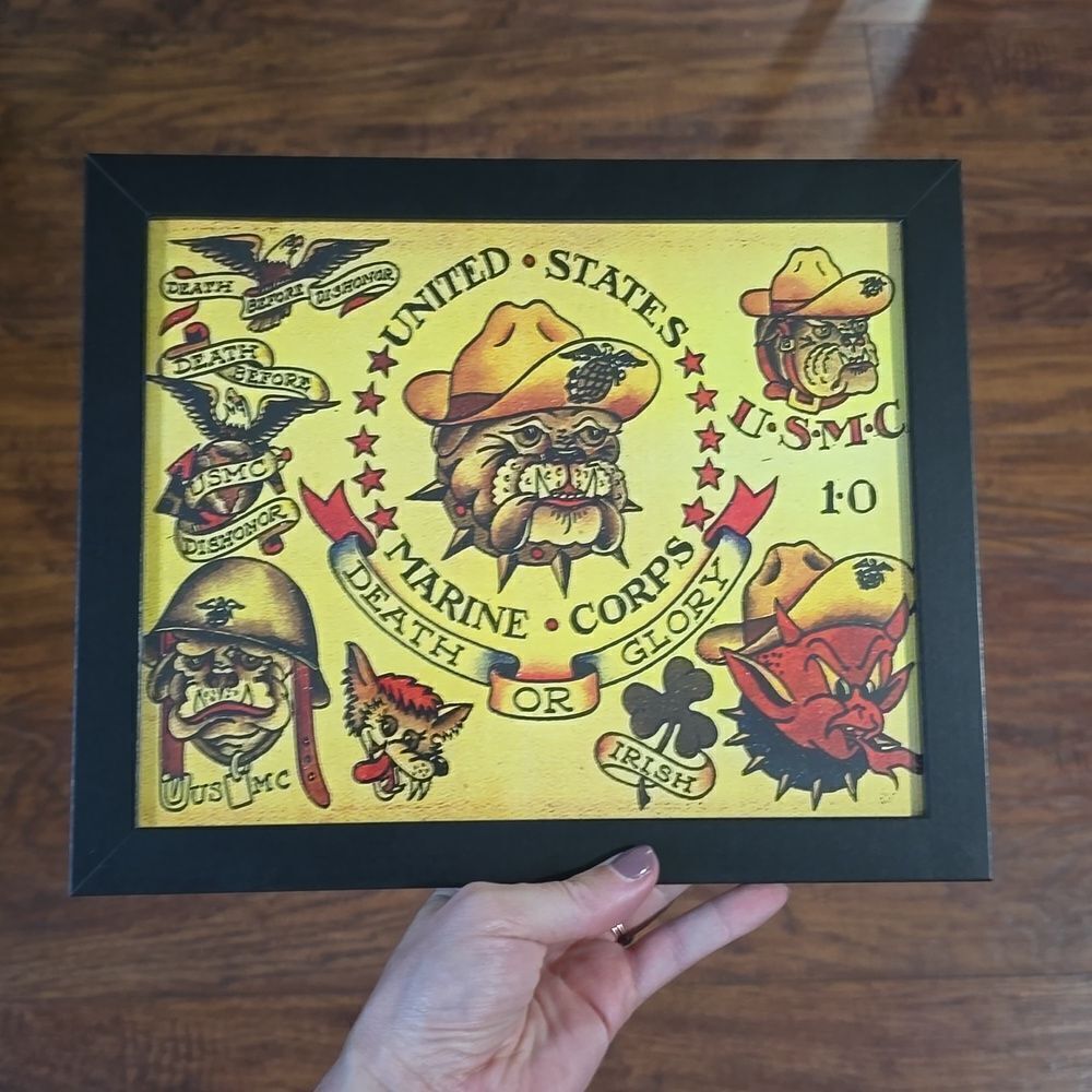 NWT, Framed American Traditional Tattoo Style Flash Art Print